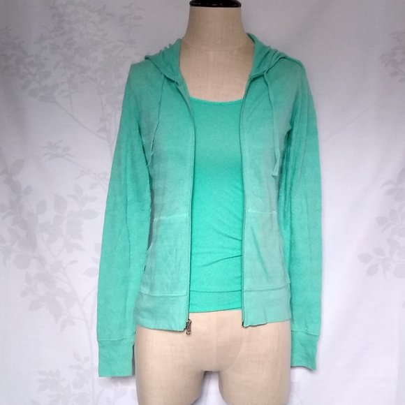 SO Tops - Green lightweight zip hoodie & cami (So)
